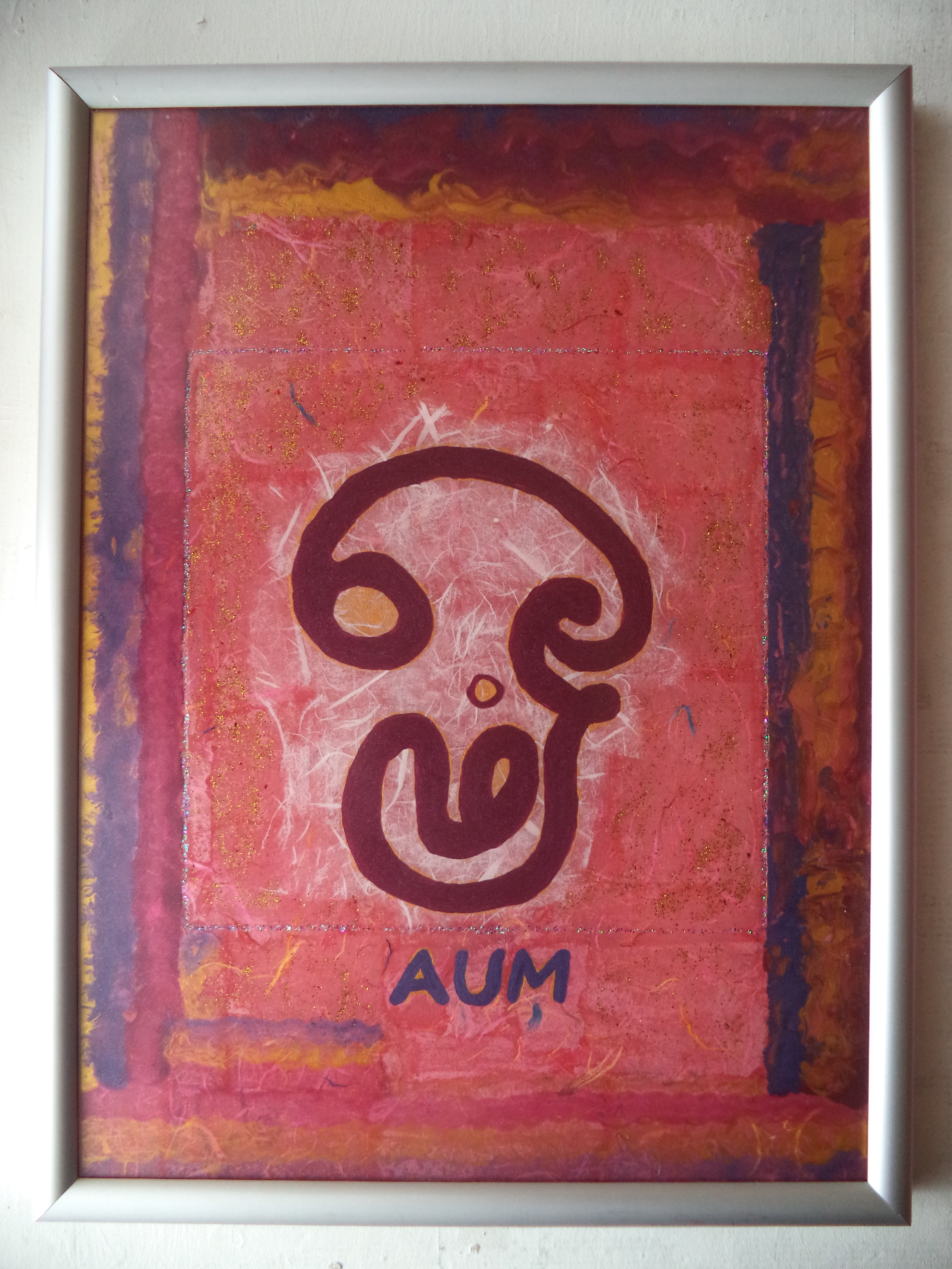 Hand-painted on Glass Aum Frame